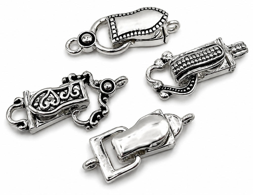 Fold Over Magnetic Clasps for Jewelry Making, Necklaces or Bracelets in Bright Silver Single Strand Mixed