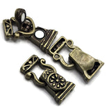 2 Hole - Antique Brass - Fold Over Magnetic Clasps 1213 - version 2