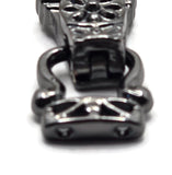Finish your DIY bracelet design with an ornate gunmetal magnetic clasp featuring a beautiful floral pattern. These larger fold-over clasps have two holes on each end, allowing jewelry makers to create double-strand and multi-strand bracelets with a polished transition into the closure. The dark gunmetal finish pairs especially well with jewel tones, black, silver, white, crystals, and colorful beads. A versatile bracelet clasp for modern, dramatic, vintage-inspired, and handmade jewelry designs.