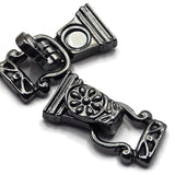 These floral gunmetal fold-over magnetic clasps combine decorative detail with a functional closure for handmade jewelry. Two holes on each end make them especially useful for double-strand bracelets and other multi-strand designs. The dark metallic finish provides beautiful contrast against bright crystals, gemstones, glass beads, and pearls. Measuring approximately 29 mm long and 8 mm thick, these magnetic bracelet clasps make an attractive finishing component for DIY bracelets and custom jewelry creation