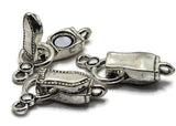 Finish bracelets and necklaces with these Weathered Silver fold-over magnetic clasps featuring a simple, compact design. The darker silver plating has a stainless-steel-like tone with subtle irregular antiqued areas that give the surface additional character. Each clasp measures approximately 29 mm long and 10 mm wide with one loop on each end. These magnetic jewelry clasps work beautifully with gemstones, crystals, seed beads, glass beads, bead weaving, and DIY jewelry designs.