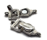 Give handmade jewelry a distinctive finishing touch with these weathered silver magnetic clasps. The darker silver plating resembles stainless steel and features uneven antiqued detailing that creates a subtly distressed, aged-metal appearance. Each fold-over clasp measures approximately 29 mm long and 12 mm wide with one vertical attachment loop at each end. Perfect for magnetic bracelet designs, bead weaving, necklace making, gemstone jewelry, seed bead projects, DIY jewelry, and other handmade jewelry cr