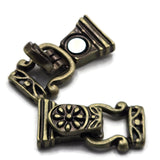 These floral fold-over magnetic clasps combine a decorative antique brass finish with a functional closure for handmade jewelry designs. Two holes on each end make these clasps especially useful for double-strand bracelets and multi-strand jewelry. The warm brass coloring and dark antiqued recesses emphasize the ornate floral pattern, creating a beautiful vintage appearance. Use these bracelet clasps with beads, crystals, gemstones, seed beads, leather, or other jewelry-making supplies to create unique fini