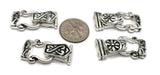 Decorative silver magnetic clasps for jewelry, combining two unique designs in one pack. These fold over magnetic clasps provide a secure bracelet clasp with two stringing holes per end and a knot/crimp housing. Perfect for crafting beading projects, offering easy on/off for necklaces bracelets. A best jewelry magnetic clasp for reliable closures.