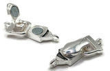Popular silver foldover magnetic clasp designed with two vertical end loops. Ideal for bead‑woven bracelets where the clasp needs to sit inline and flat. Use as bracelet clasps or necklace clasps; connect jump rings or thread guards for single or multi strand projects. Locking cover protects the magnet, delivering dependable magnetic clasps for jewelry making and DIY designs.