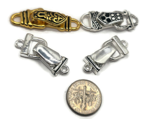 Fold Over Magnetic Clasps for Jewelry Making, Necklaces or Bracelets Silver and Bright Gold Single or Multi-Strand Mix Lot