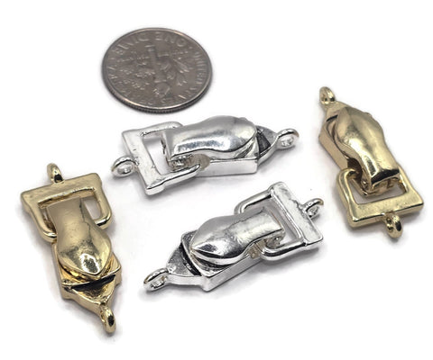 Fold Over Magnetic Clasps for Jewelry Making, Necklaces or Bracelets in Bright Silver and Bright Gold 7857 Style