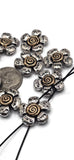 2 Hole Slider Beads (11 pc) Floral Beads Flower Beads Spacer Beads Flat Beads Sliderbeads 2 hole beads Pewter Beads 251-H8