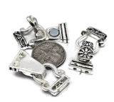 Large Fold Over Necklace Clasps in Silver with 2 holes for Double Strand Bracelets, Necklaces, or Jewelry, Making Wholesale Bulk 1213