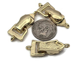 Our gold fold over magnetic clasps combine convenience and style. Strong magnets meet a hinged, locking cover to create secure magnetic clasps that resist accidental pulls. The single loop makes assembly fast for chain and bead strands. Preferred over lobster clasps and toggle clasps for their one‑hand ease and reliability, these magnetic closures deliver a sleek, modern gold look for bracelets and necklaces.