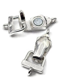 Fold Over Magnetic Clasps  Bright Silver with Loops - Single Strand or Multi Strand 857