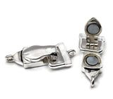 Fold Over Magnetic Clasps  Bright Silver with Loops - Single Strand or Multi Strand 857