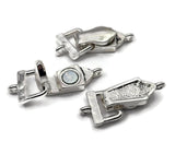 Fold Over Magnetic Clasps  Bright Silver with Loops - Single Strand or Multi Strand 857