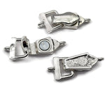 Fold Over Magnetic Clasps  Bright Silver with Loops - Single Strand or Multi Strand 857