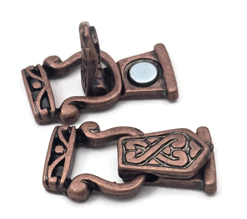 Magnetic Clasps for Jewelry Designing into Necklaces, Bracelets or Crafting 2 hole Double Strand in Celtic Copper Design 1135