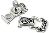 Silver and gold 2-hole magnetic clasps for double-strand bracelet making, shown in a mixed set of four decorative metal designs. These fold-over bracelet clasps feature magnets for easy alignment plus a hinged metal flap that folds securely over the closure. Two attachment holes on each end accommodate multi-strand beaded jewelry designs. Stylish jewelry-making supplies for DIY bracelets, handmade jewelry, bead weaving, necklace designs, and other creative beading projects.