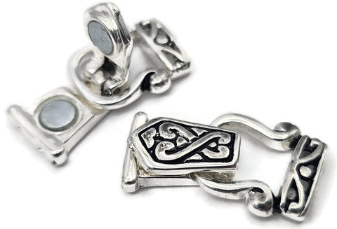 Magnetic Clasps Silver Fold Over for Bracelet, Necklace, Crafting or Jewelry Making Double Strand with a Celtic Style 1552