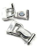 Fold Over Magnetic Clasps in Silver for Jewelry Making into Necklaces and Bracelets or Crafting 2 holes for Double Strand 7240