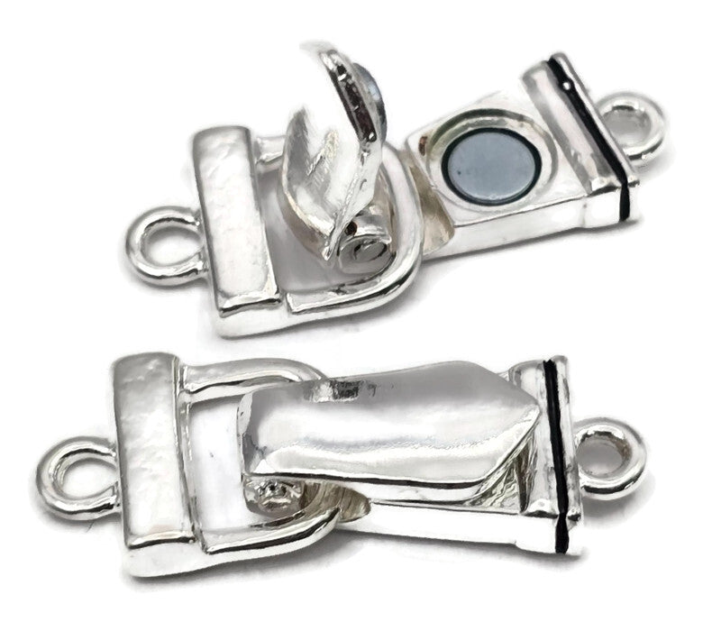 Fold Over Magnetic Clasps for Jewelry Making into Bracelets or Necklaces Silver Single Strand Closures with Magnets 9467