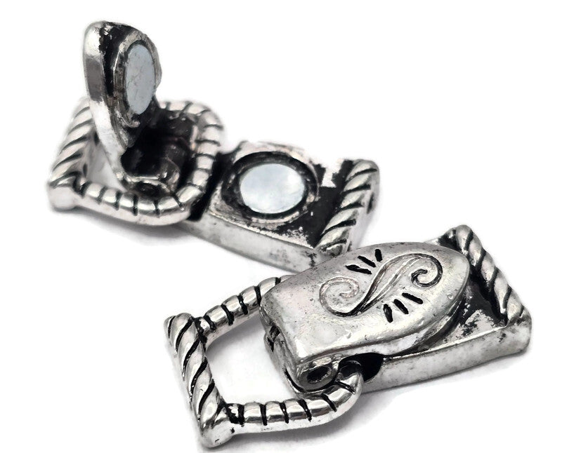 Magnetic Clasps for Jewelry Making, Bracelets or Necklaces  or Crafting in a fold Over Silver Design Pewter