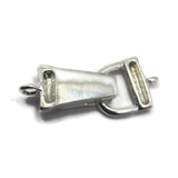 Bright silver magnetic fold over clasps shown from multiple angles including open and closed positions. The hinged design allows the clasp to easily fold over the magnetic base while creating a secure bracelet closure. Suitable for handmade jewelry, bracelet making supplies, beading projects, leather jewelry, custom bracelet designs, and jewelry makers looking for easy-to-use magnetic clasps.