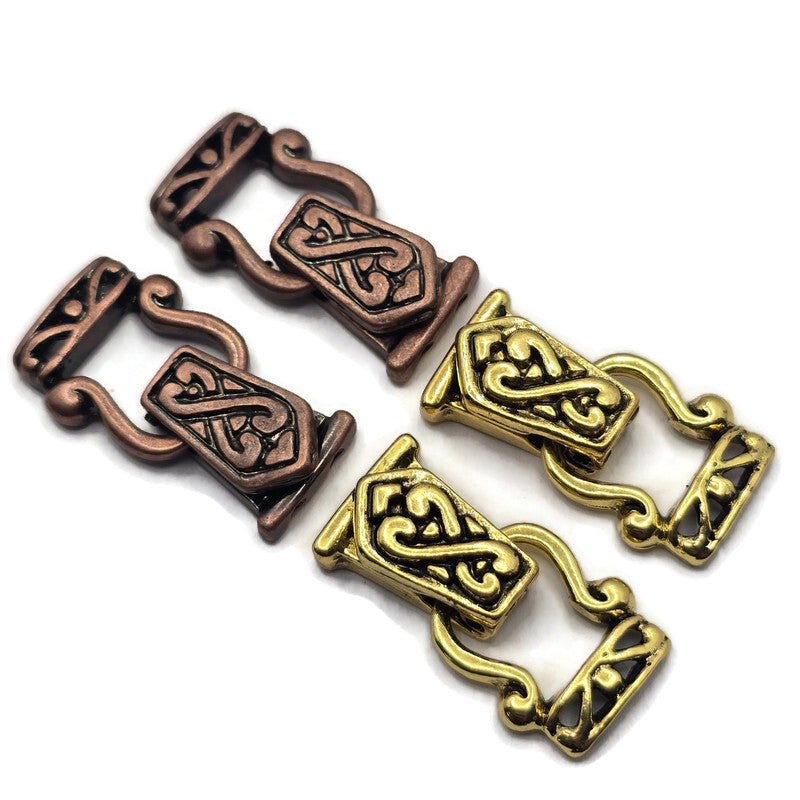 2 Hole Fold Over Magnetic Clasp Mix - Unique Magnetic Clasps for Jewelry Making Antique Copper and Gold