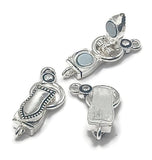 Silver foldover magnetic bracelet clasps with opposing loops. Use as bracelet clasps, necklace clasps, and magnetic jewelry clasps across single strand or multi strand projects. Popular for bead weaving and stringing. Dense keywords: magnetic clasps, magnetic bracelet clasps, magnetic necklace clasps, magnetic clasps for bracelet designs, jewelry clasps.