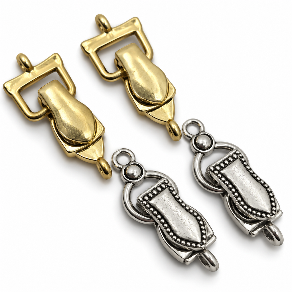 Single Loop - Mixed Metals  - Clasp Set - 7857 gold 7856 dark silver