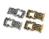 Fold Over Magnetic Clasps for Jewelry Making, Necklaces or Bracelets in Bright Silver and Bright Gold Celtic Style