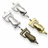 Assorted fold-over magnetic clasps for jewelry making in bright silver, bright gold, and antique gold finishes. This mixed metal clasp assortment includes four single-loop magnetic clasps with secure fold-over closures. Ideal for bracelet making, necklace designs, beading wire, leather cord, ribbon jewelry, and handmade jewelry projects. Smooth metal finishes coordinate easily with beads, charms, chain, and jewelry findings while providing an easy-to-use magnetic jewelry clasp closure.