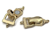 Choose dependable bracelet clasps with a premium look. Our gold fold over magnetic clasps lock the magnet under a hinged cover for extra protection. The single loop attachment suits chain, cord, and beading wire—ideal for single strand clasps. Compared to lobster and toggle clasps, these secure magnetic closures are easier to use and more reliable, bringing a polished gold finish to your jewelry.