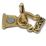 Celtic gold tone magnetic clasps, fold over locking style. Two holes per end for double strand projects; cutouts hide crimps. Excellent bracelet clasps for Peyote bead weaving and stringing. Reliable magnetic jewelry clasps for DIY jewelry designs, gold magnetic clasps, and necklace clasps.