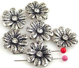 2 Hole Slider Beads (Qty 6) Inspirational Beads Floral Beads Flower Beads Antique Silver Beads Bracelet Beads 10803-M5