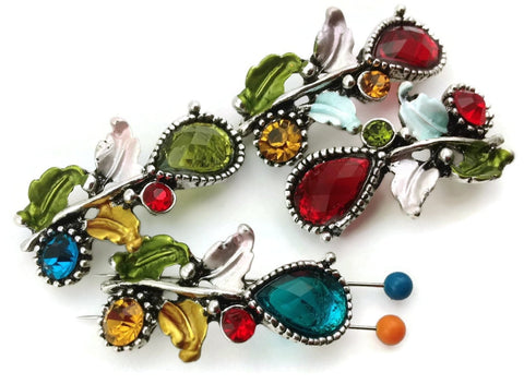 2 Hole Slider Beads (Qty 4) Floral Rhinestone Metal Focal for Beading, Crafting or Jewelry Making into Necklaces or Bracelets 11293-1 M11
