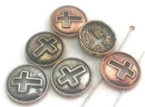 6 mixed metal cross 2 hole slider beads 11545-H3