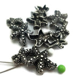 5 Textured Silver Starfish 2 hole Slider Beads for Jewelry making into Necklacs or Bracelets P148-M18