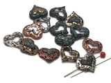 14 2 Hole Slider Beads in a Heart Shape Design for Crafing and Beading into DIY Bracelets and Necklaces 142-M9