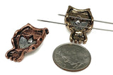 Slider Beads (6 pc) 2 hole beads Owl Beads Mixed Metal Beads Spacer Beads Silver Beads Copper beads 192-M11 FST