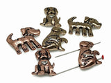 Slider Beads (6 pc) 2 hole beads Dog Beads Two Hole Beads Mixed Metal Beads Spacer Beads