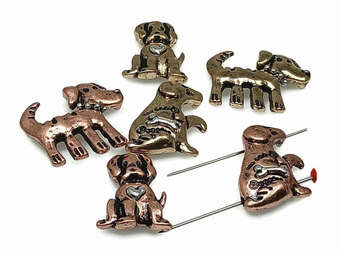Slider Beads (6 pc) 2 hole beads Dog Beads Two Hole Beads Mixed Metal Beads Spacer Beads