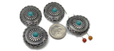 2 Hole Slider Beads (4 pc) Western Style Faux Turquoise and Silver Antique Silver Coin Beads for Jewelry Making 241-H8