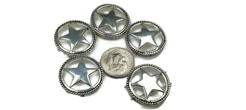 2 Hole Slider Beads (5 pc) Western Beads Star Beadsd sheriff star beads Western Style Beads Sliderbeads Silver Beads Bracelet Beads 255-N5