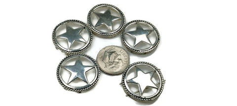 2 Hole Slider Beads (5 pc) Western Beads Star Beadsd sheriff star beads Western Style Beads Sliderbeads Silver Beads Bracelet Beads 255-N5
