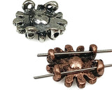 Slider Beads (6 pcs) 2 hole Beads Floral Flower Beads Mixed Metal Spacer Beads Silver Ornate Beads 197-M18