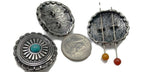 2 Hole Slider Beads (4 pc) Western Style Faux Turquoise and Silver Antique Silver Coin Beads for Jewelry Making 241-H8