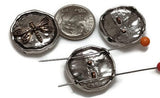 Slider Beads (4 pcs) 2 hole Beads for Jewelry Making into Bracelet and Necklaces in Silver Metal Findings Focal 348-m7FST
