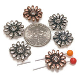 Slider Beads (6 pcs) 2 hole Beads Floral Flower Beads Mixed Metal Spacer Beads Silver Ornate Beads 197-M18