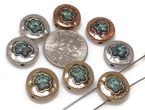 Slider Beads (Qt 8) Paw Print Beads 2 hole Slider Beads bracelet beads Dog Beads Metal Beads 4 hole beads flat Beads 369-M118 FST