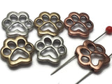 2 Hole Slider Beads (6 pc) Paw Print Beads Spacer Beads Unique Beads Metal Beads Double Strand Beads Sliderbeads Silver Beads 308-M7 FST