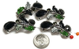 2 hole slider beads (Qty 4) Black Beads Antique Silver Beads Focal Beads Floral Beads Flower Beads Jet Beads Bracelet Beads 326-M9 FST